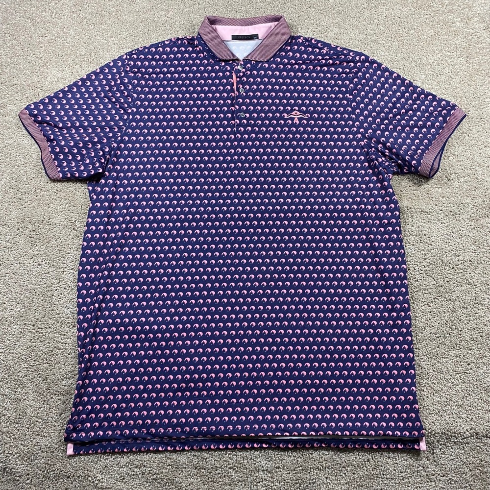 Greyson Mens XXL Golf Polo Shirt Purple Pink Wolf Moon Print Performance AOP - Picture 2 of 8